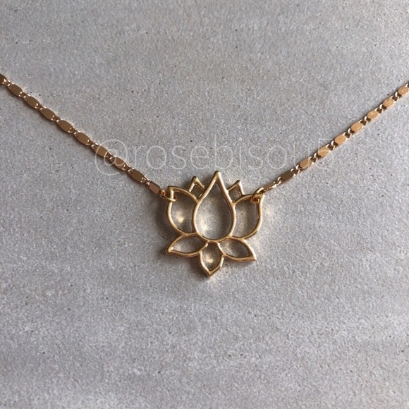 🆕{✨E&L🌙} Delicate Gold Layering Lotus Necklace - Picture 2 of 7